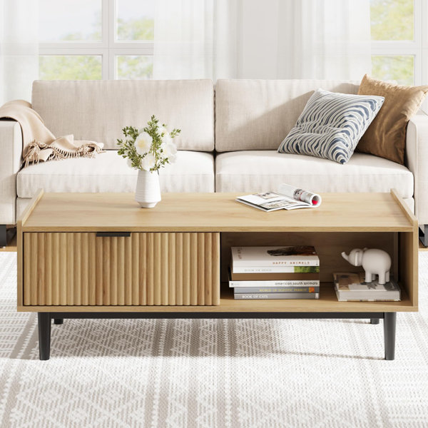 Latitude Run® Coffee Table Mid Century Modern Center Table With Drawer